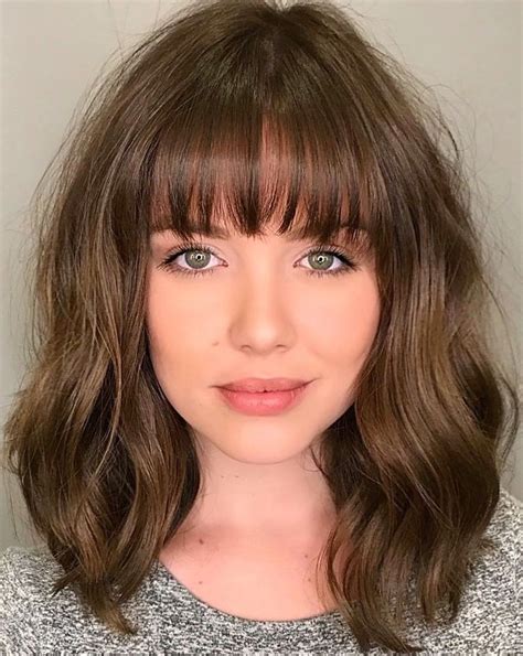 cute shoulder length haircuts with bangs|medium sassy haircuts with bangs.